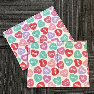 🩶5/$30 Valentine’s Candy Heart Patterned Fabric Placemats Set of 2